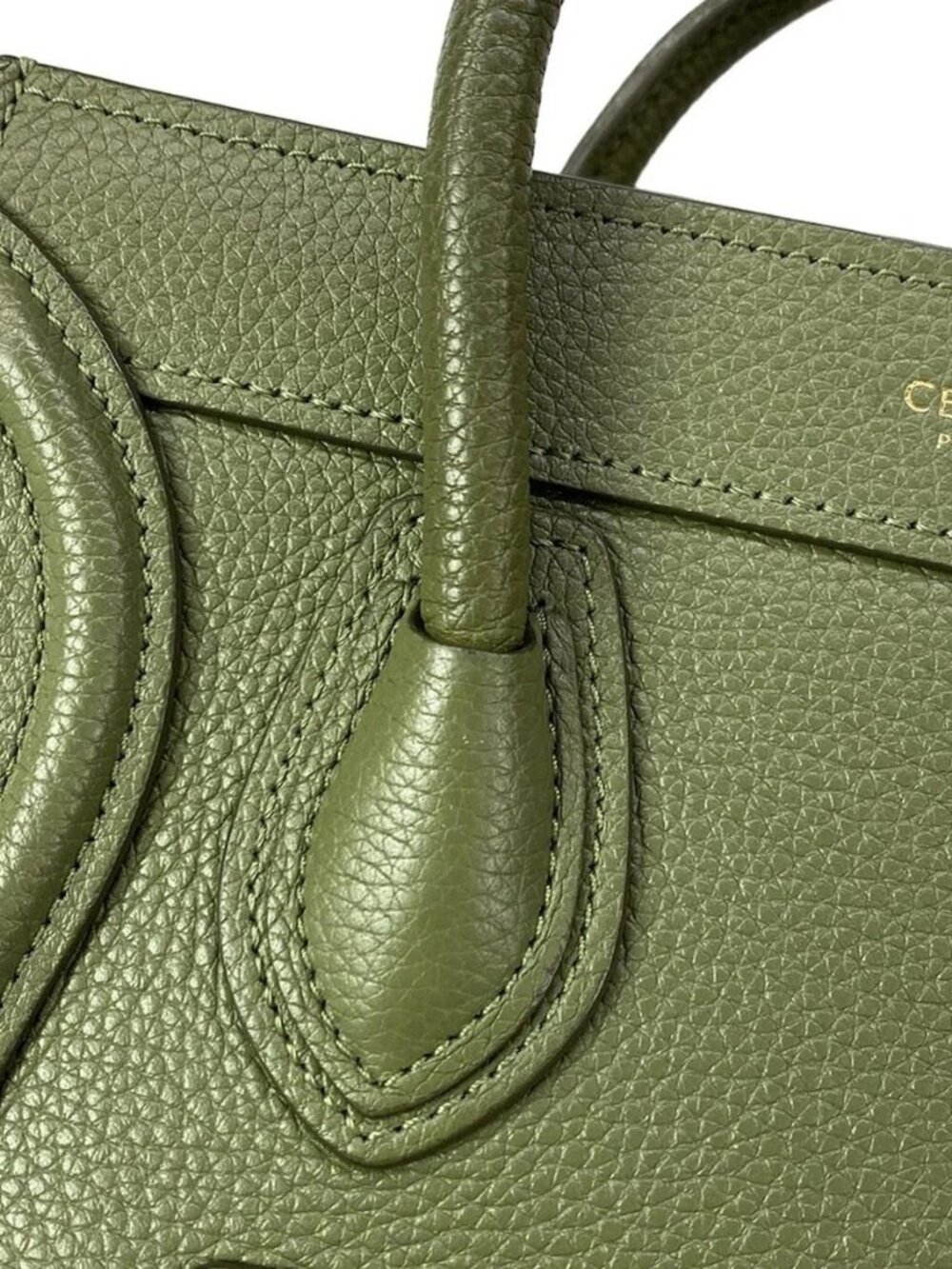 CELINE Luggage Nano Shopper Green Leather Handbag - Picture 10 of 15